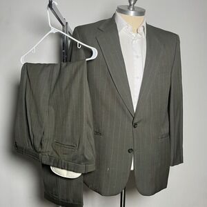 Franco‎ Tassi Suit Mens 44R 36x30 Grey Pinstripe 2-Button Professional Business